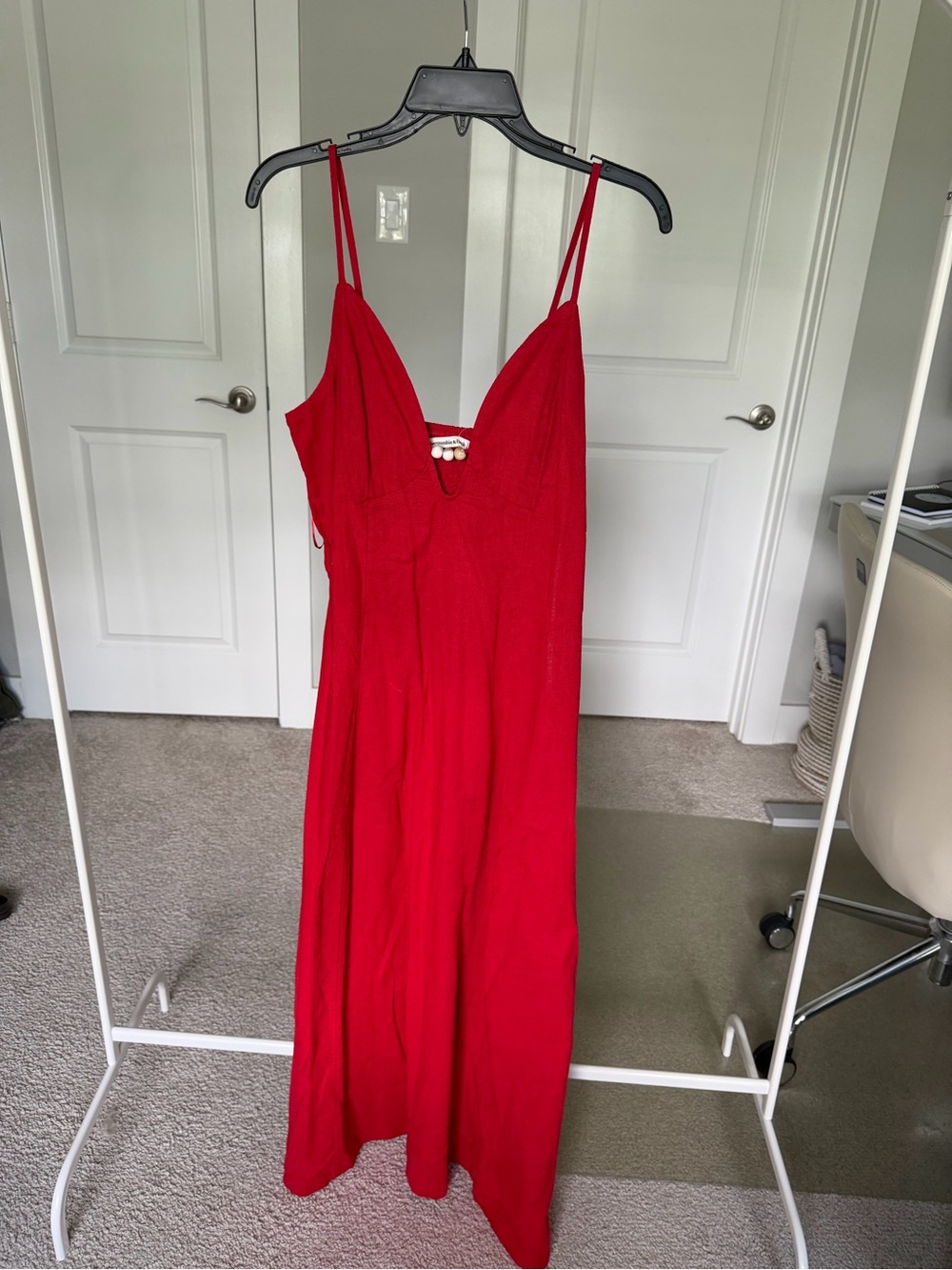 Linen maxi dress with bead detail - Abercrombie - Picture 1 of 2